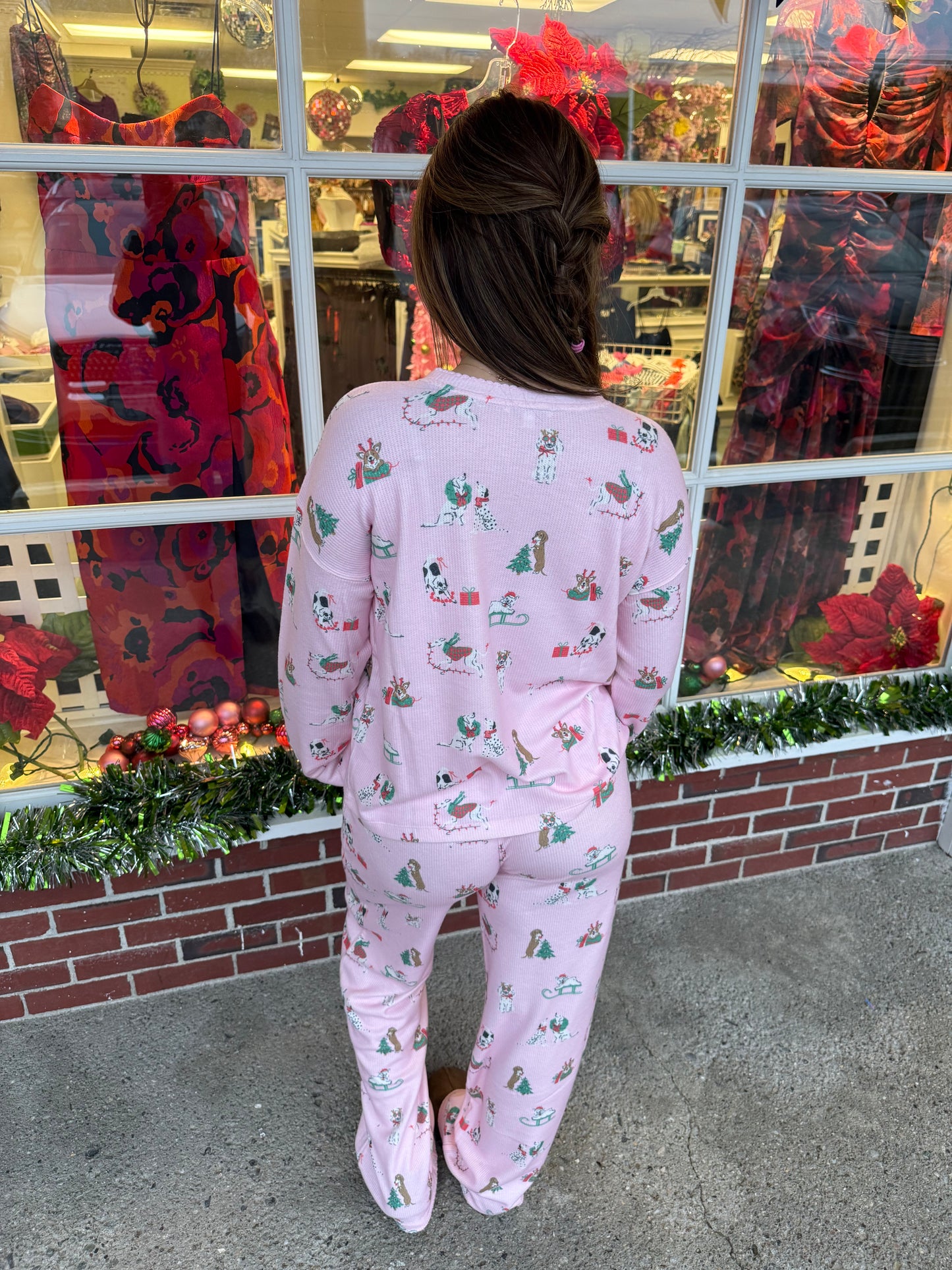 PJ Salvage - Peace & Pawlidays Dog Print Pants Set