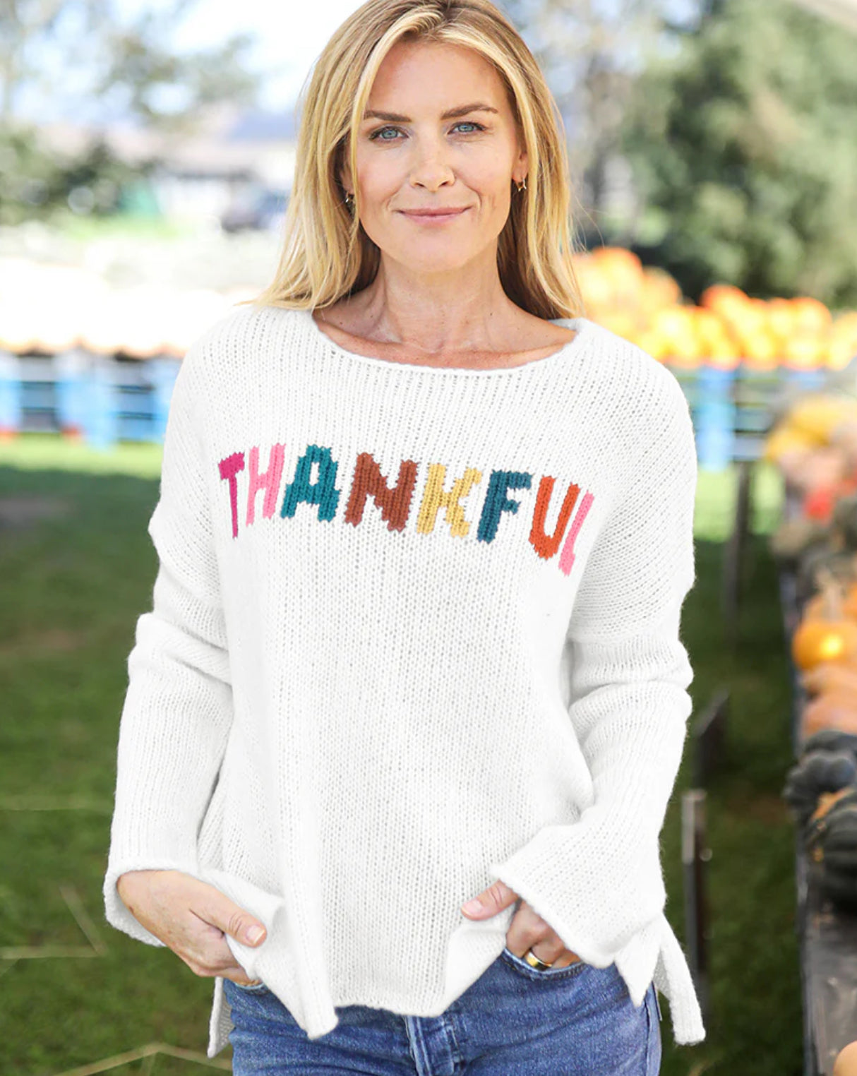 Thankful Sweater - White