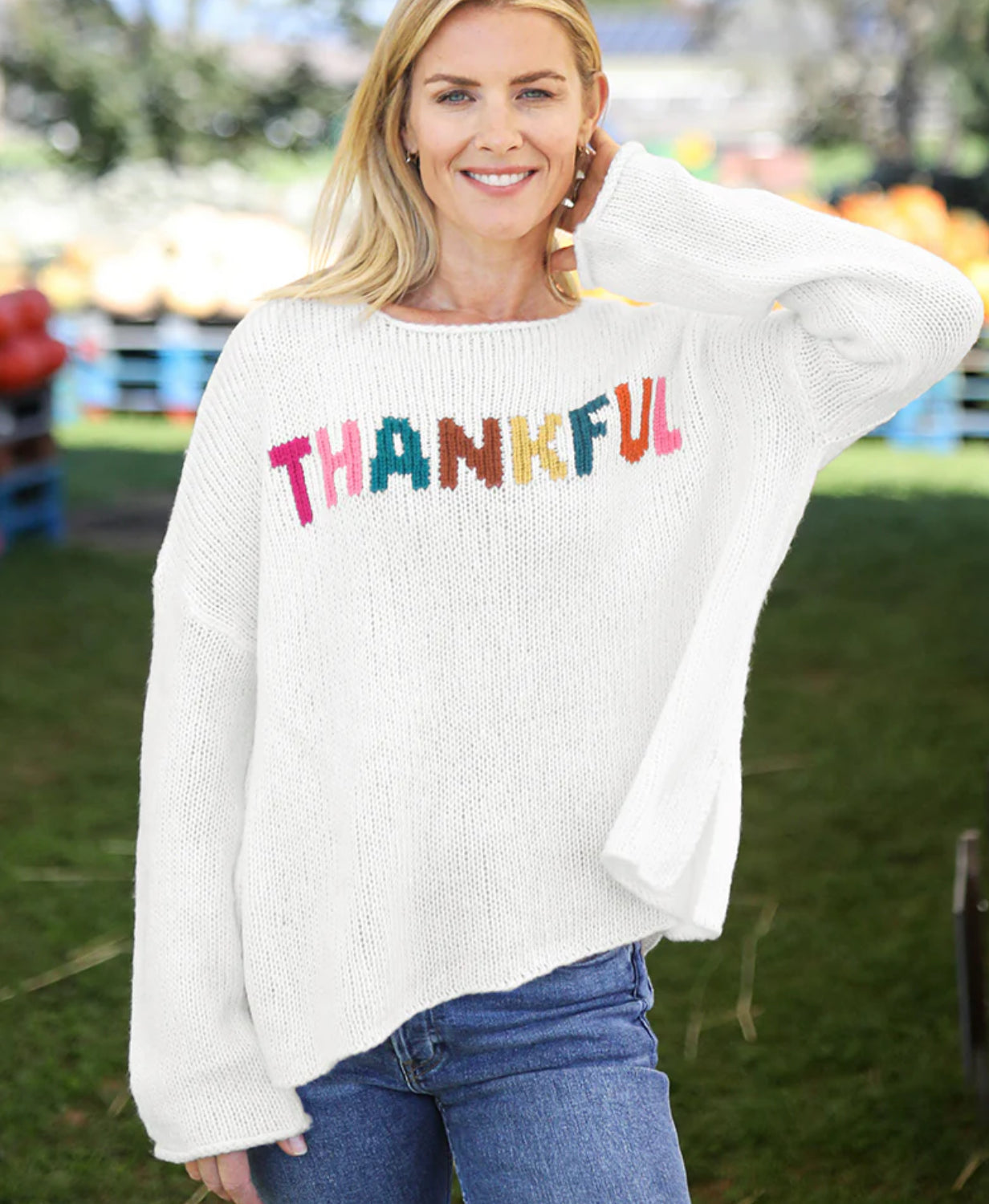 Thankful Sweater - White
