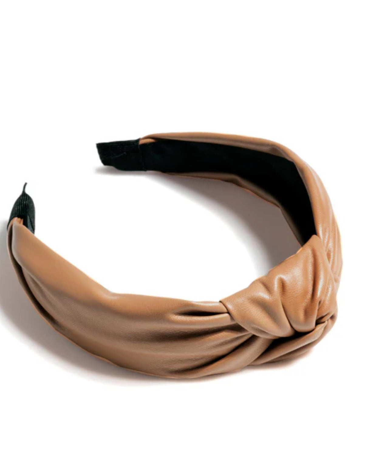 Knotted Faux Leather Headband - Tan