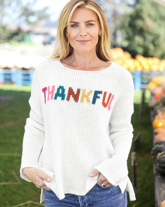 Thankful Sweater - White