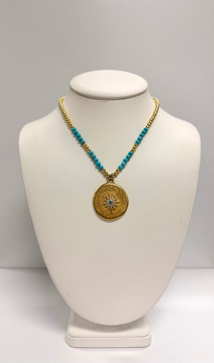 Turquoise Soleil Medallion Necklace