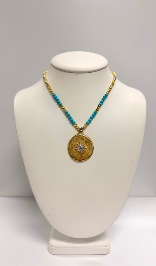 Turquoise Soleil Medallion Necklace