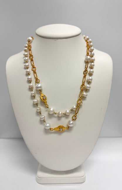 Golden Pearl Luxe Layered Necklace
