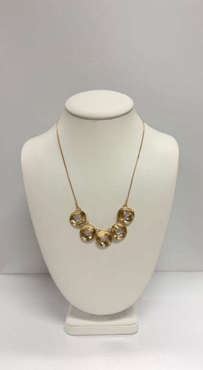 Golden Radiance Crystal Statement Necklace