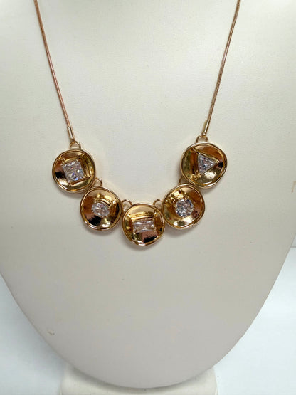 Golden Radiance Crystal Statement Necklace