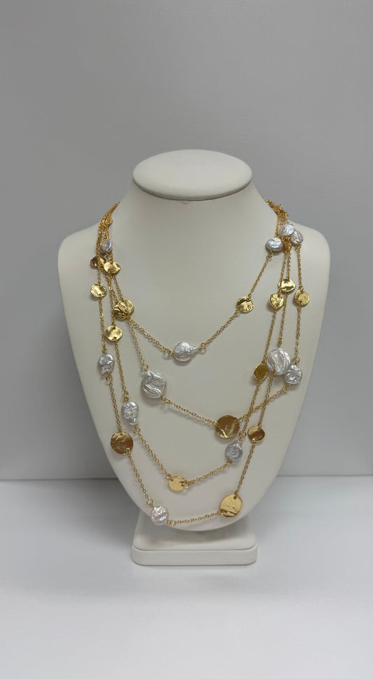 Coastal Pearl Cascade Layered Necklace