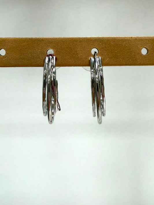 Silver Trio Hoop Earrings