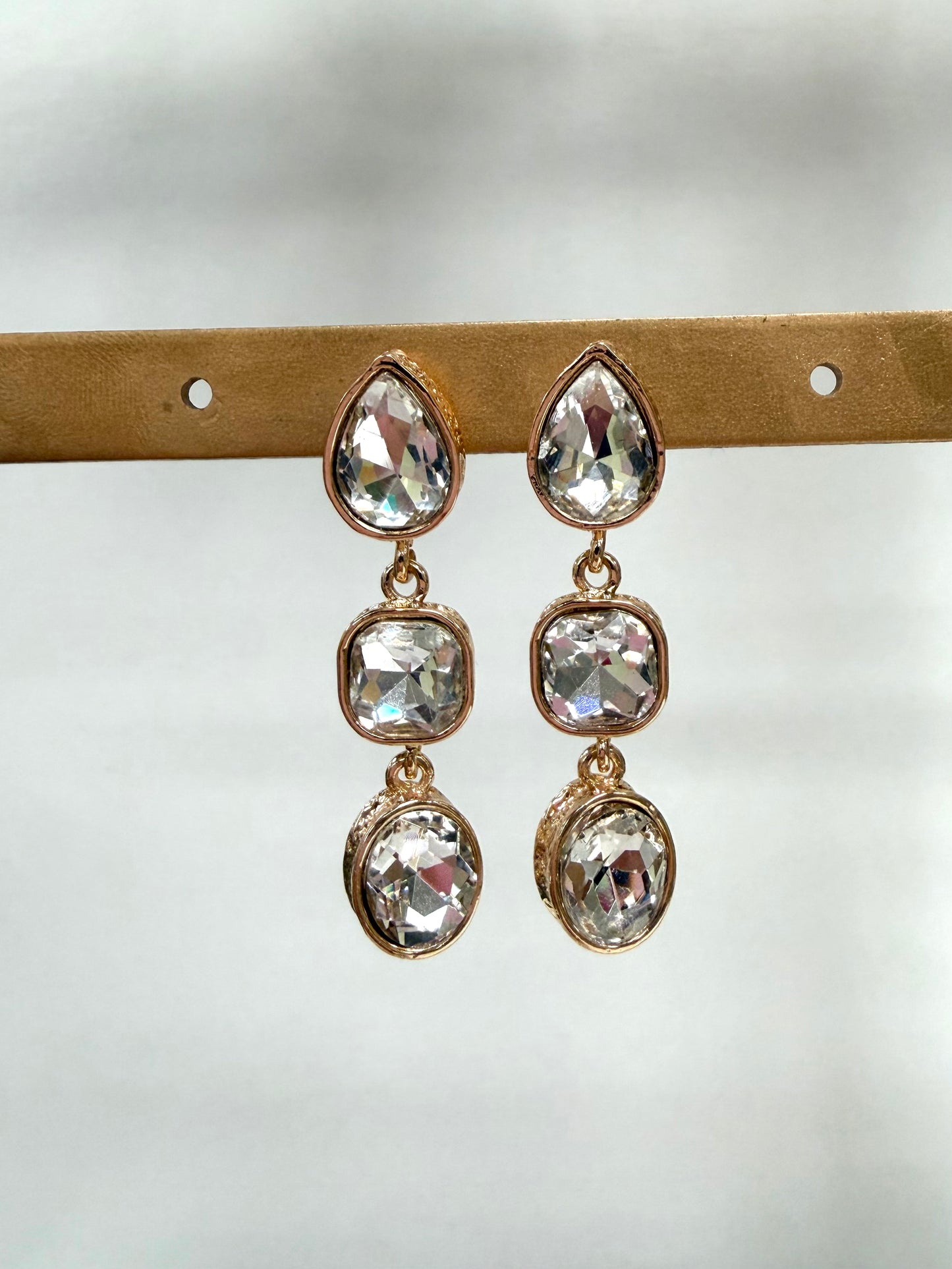 Champagne Crystal Glam Drop Earrings