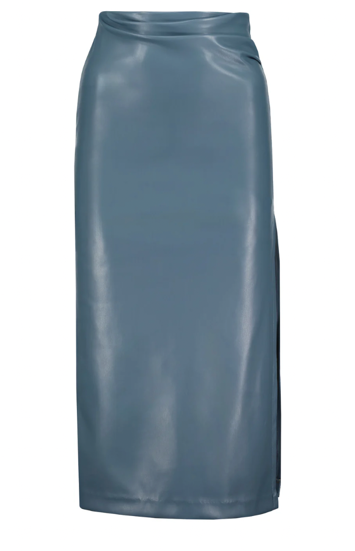 Colette Side Ruched Midi Skirt - Proper Blue