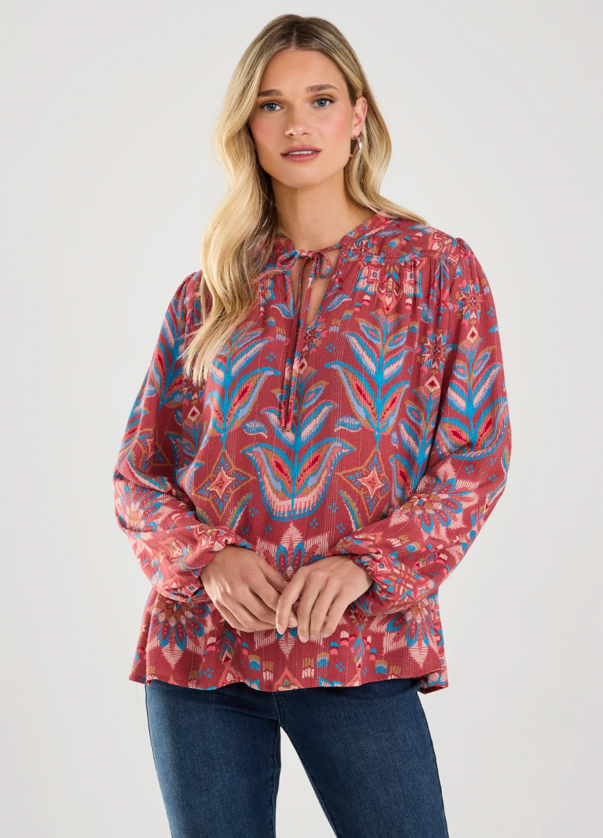 Long-Sleeve Tie-Up Blouse