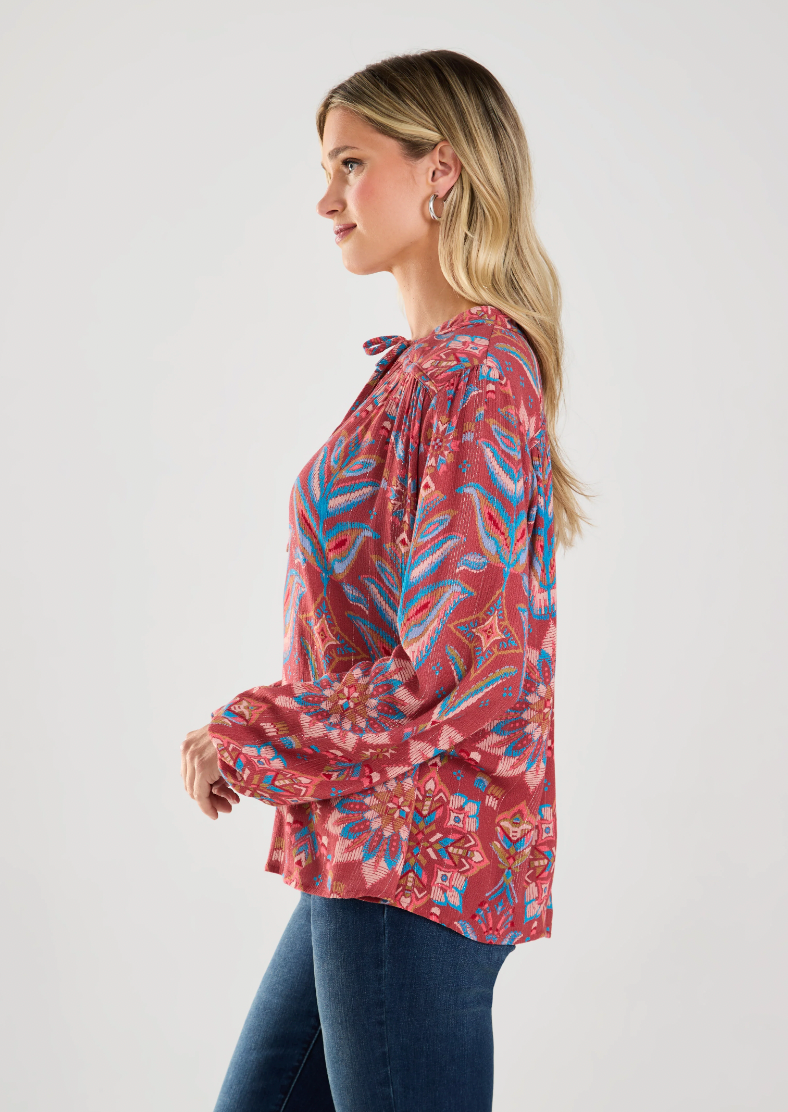 Long-Sleeve Tie-Up Blouse