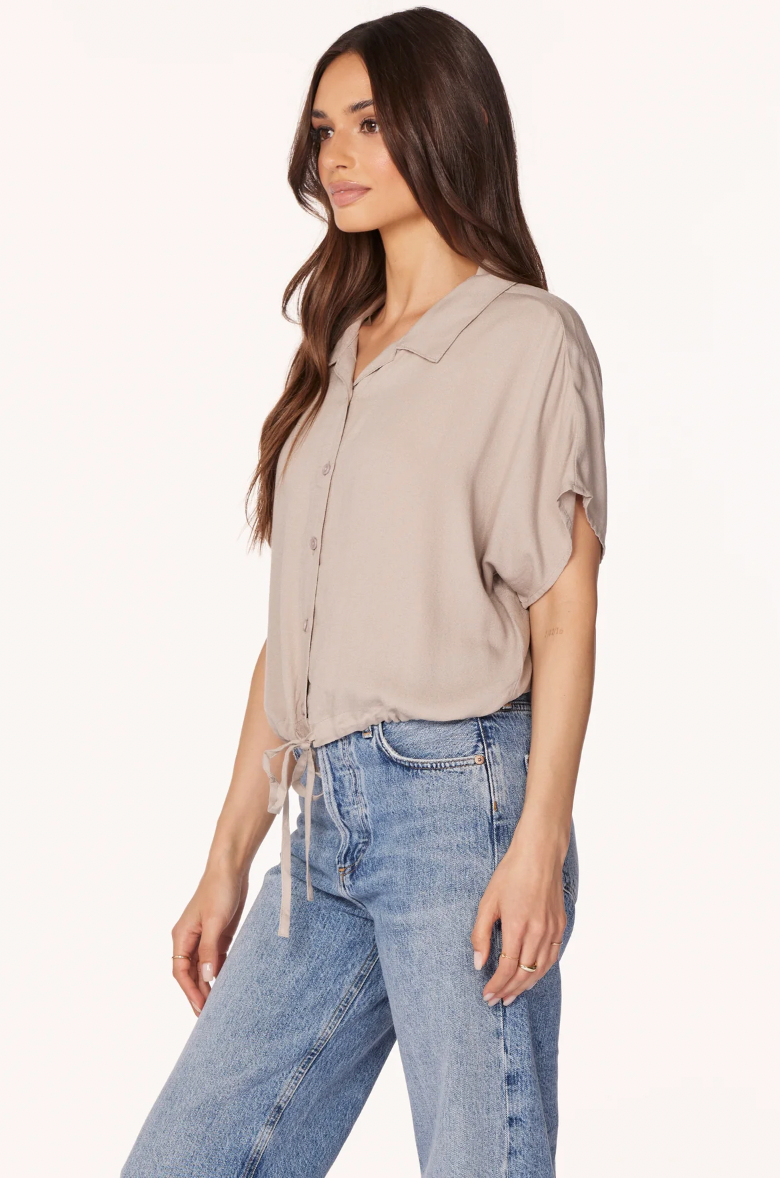 Tie Hem Blouse - Tan