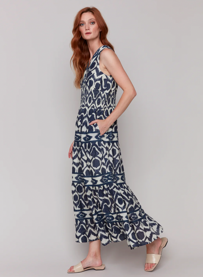 Geo Batik Sleeveless Maxi Dress