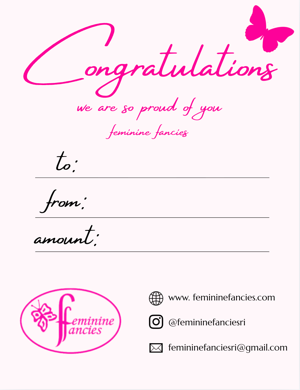 Feminine Fancies "Congratulations" Gift Card