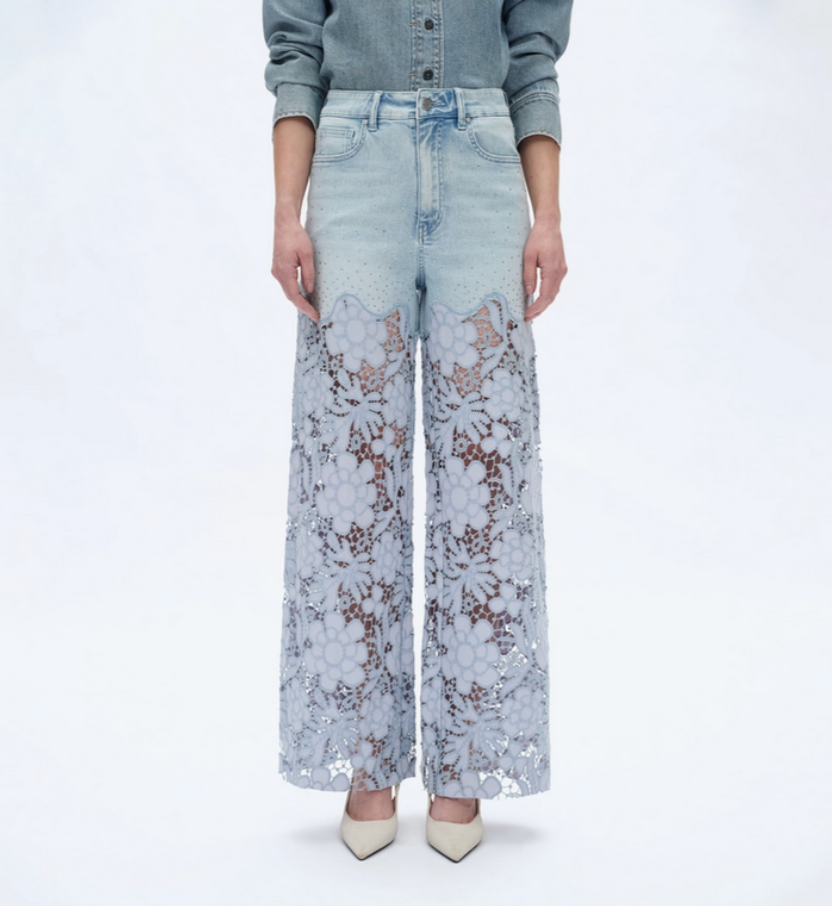 Super High Rise Wide Leg Lace Jeans