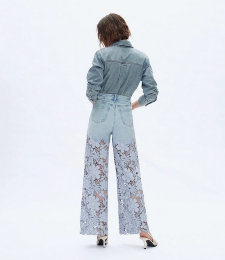 Super High Rise Wide Leg Lace Jeans