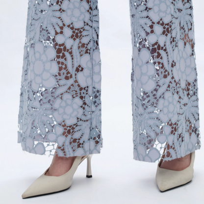 Super High Rise Wide Leg Lace Jeans