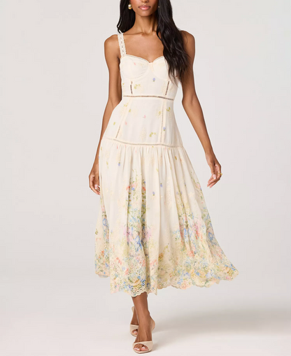 Pellagia Sweetheart Neck Midi Dress