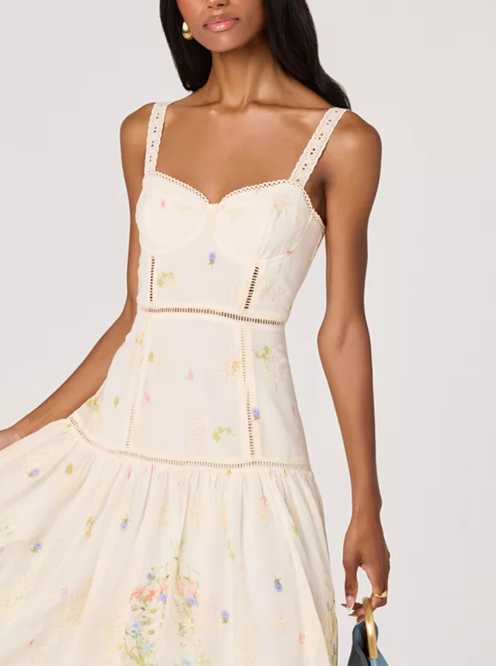 Pellagia Sweetheart Neck Midi Dress