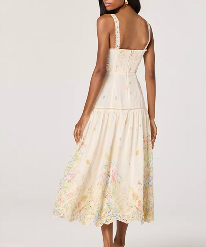 Pellagia Sweetheart Neck Midi Dress