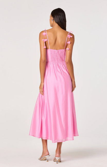 Halcyon 3D Flower Appliqué Midi Dress