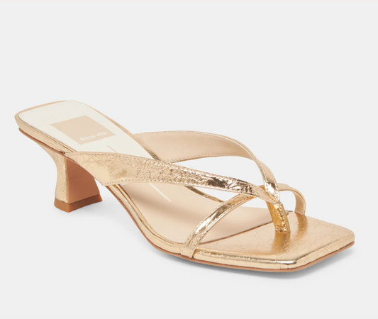 Brevel Heels Gold Distressed Leather
