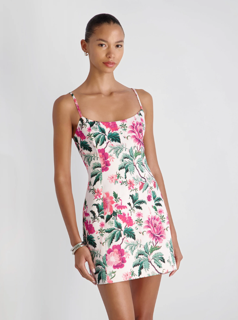York Satin Christa Fleur Mini Dress