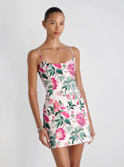 York Satin Christa Fleur Mini Dress