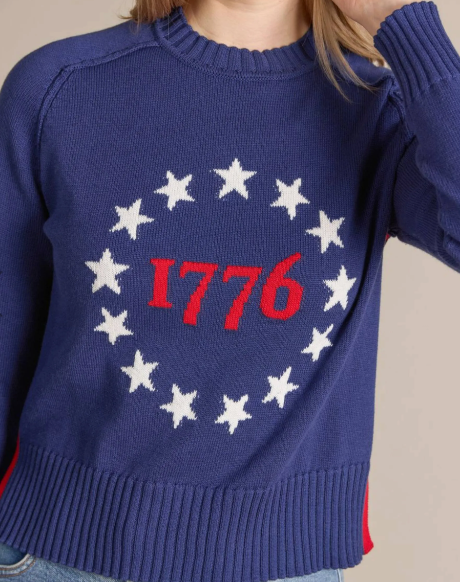 Cotton Cashmere 1776 Flag Intarsia Crew