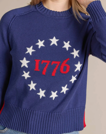 Cotton Cashmere 1776 Flag Intarsia Crew
