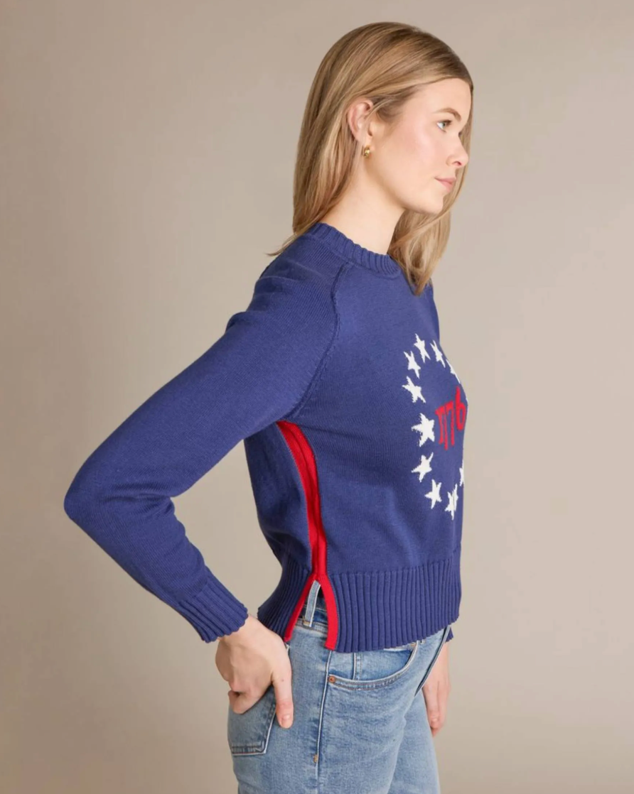 Cotton Cashmere 1776 Flag Intarsia Crew