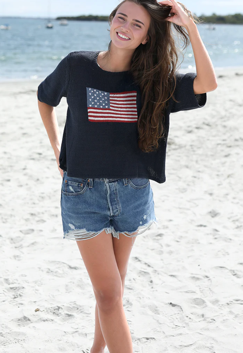 FLAG HALF SLEEVE TOP COTTON