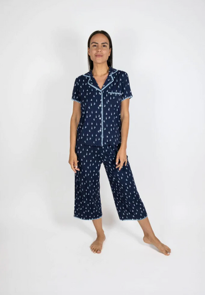 Cute Stitching Crop Pant PJ Set