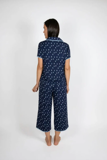 Cute Stitching Crop Pant PJ Set