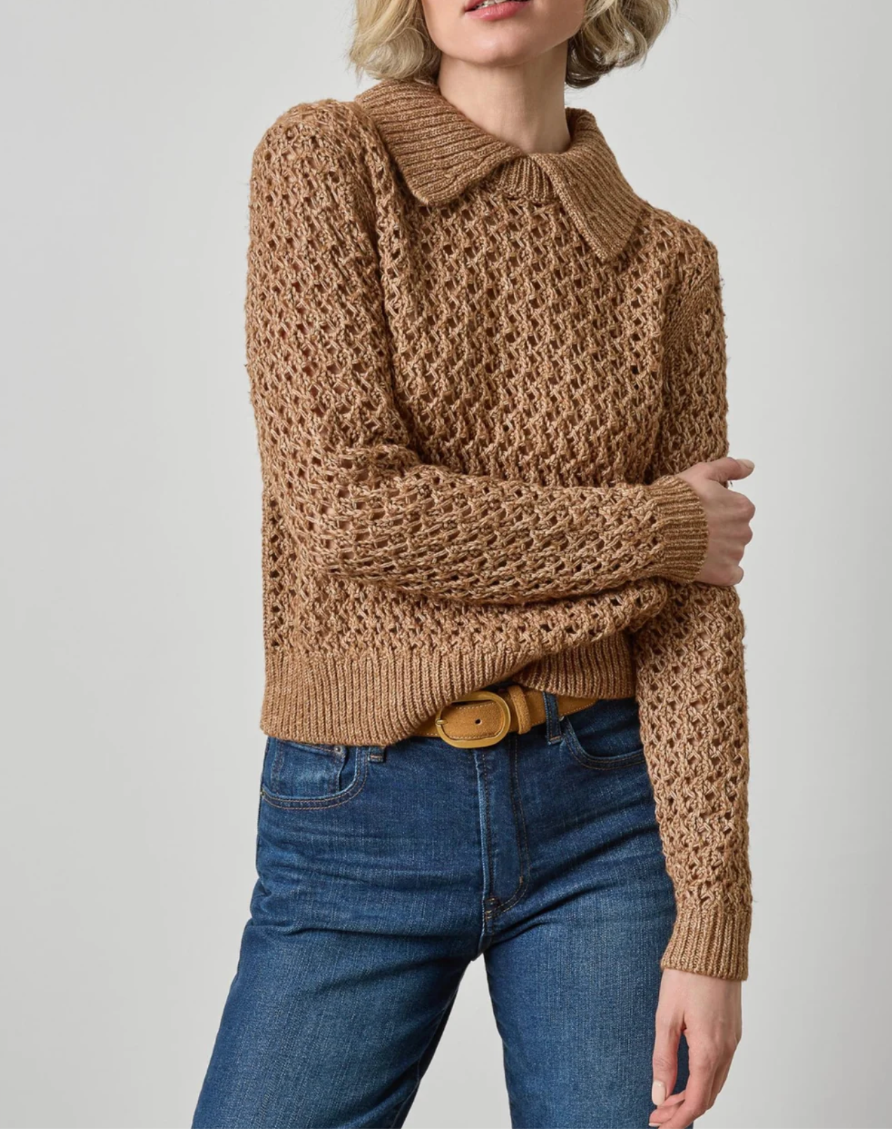Textured Polo Sweater