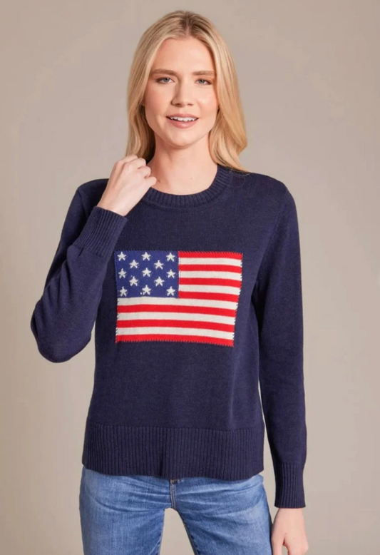 Alashan Cotton Cashmere Navy Vintage Flag Sweater