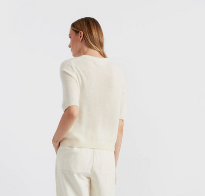 Clouds Cashmere Ivory Short Sleeve Sweater