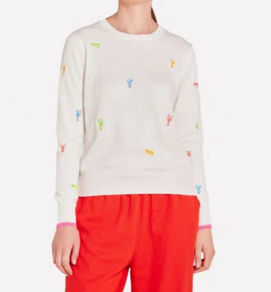 WISPR Lobster Embroidered Crew Sweater In White
