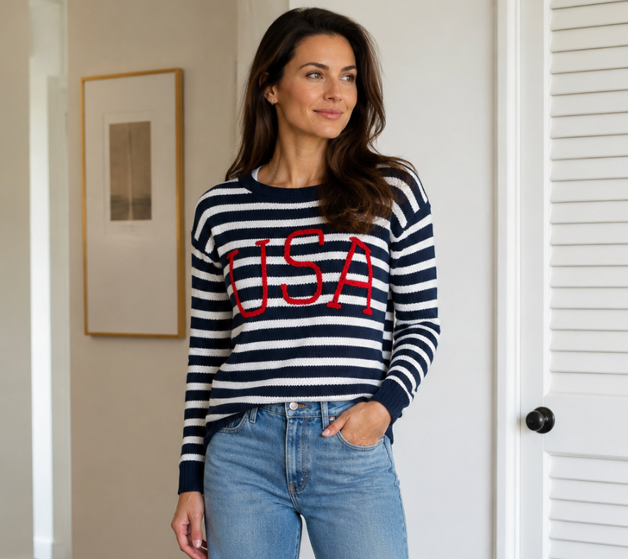 Wooden Ships USA Striped Sweater