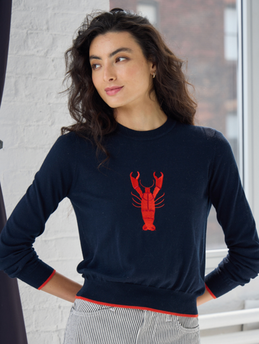Autumn Cashmere Lobster Cotton Crewneck Sweater