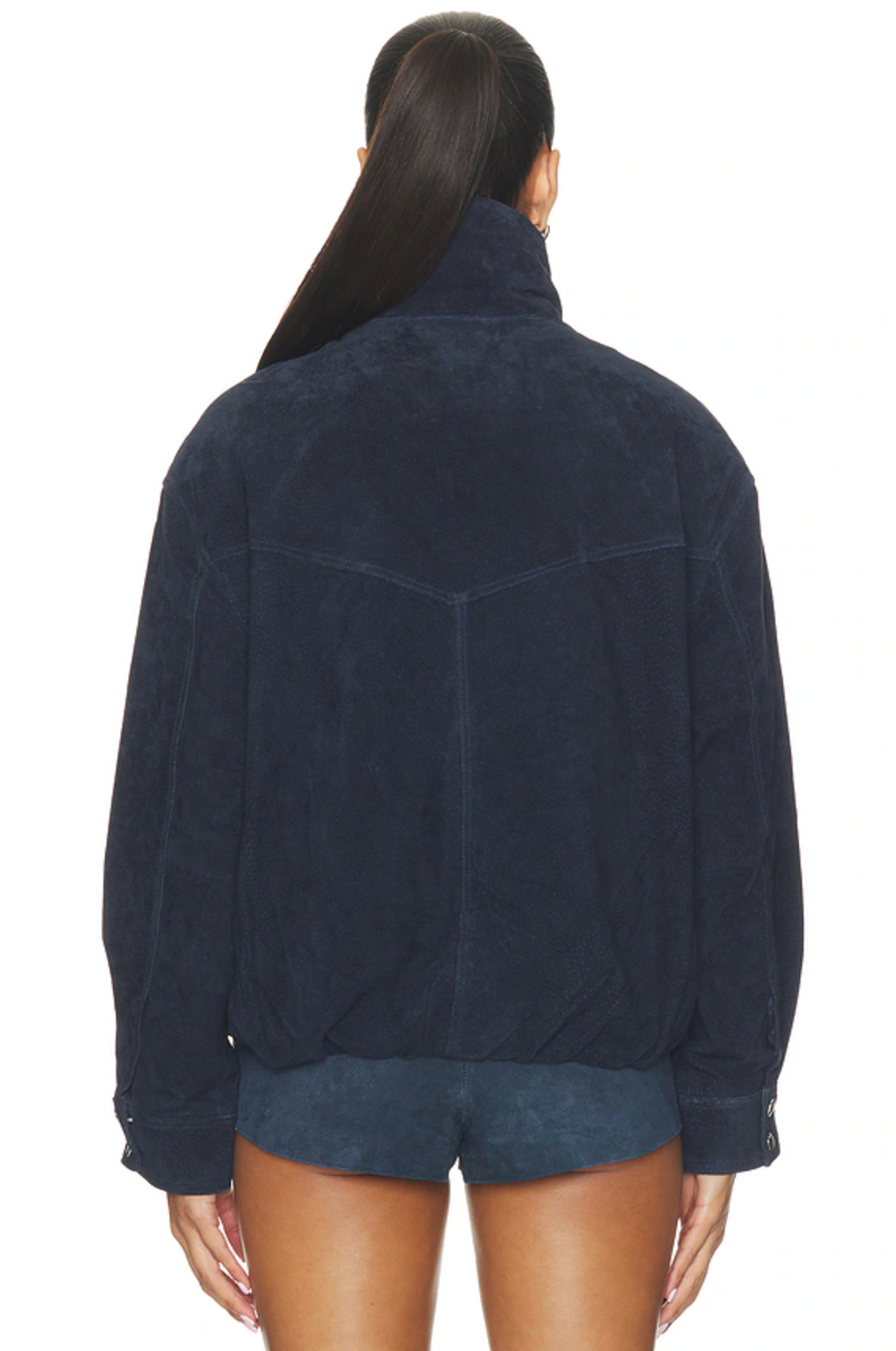 Faux Suede Funnel Neck Jacket