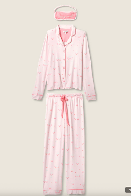 Happy Hour Wine Glass Print 3-Piece PJ Set